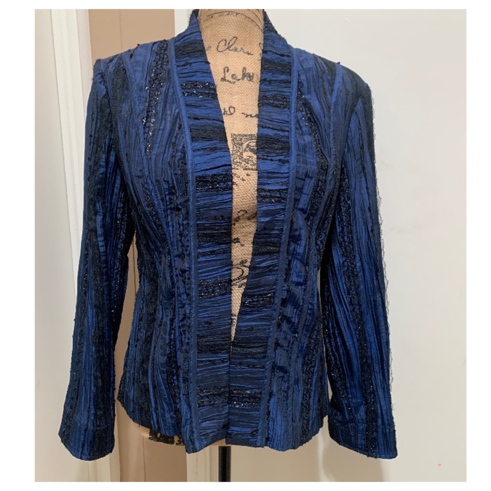 Chico's Earlene Lacey Logan Sapphire Blazer small